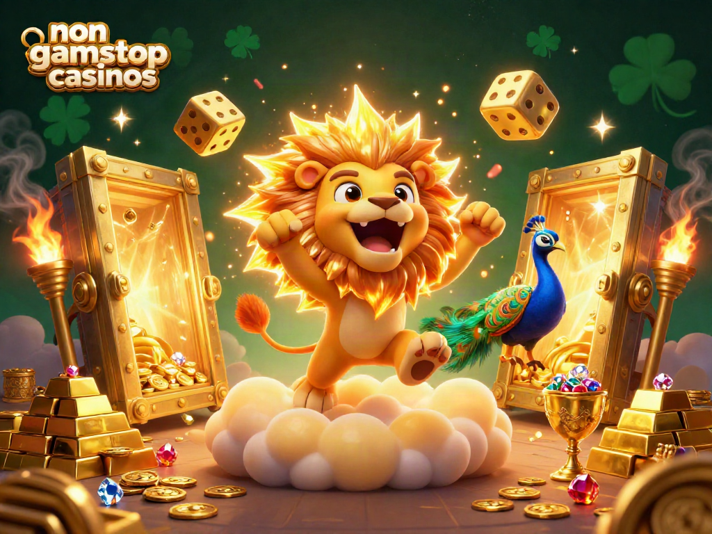 Experience thrilling wins at non gamstop casinos with vibrant 3D characters amidst sparkling treasures.