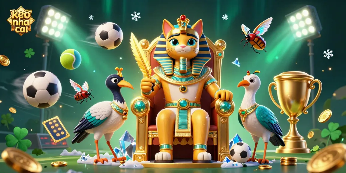 Bet on keo nha cai with a vibrant Egyptian-themed sports betting scene showcasing dynamic game elements.