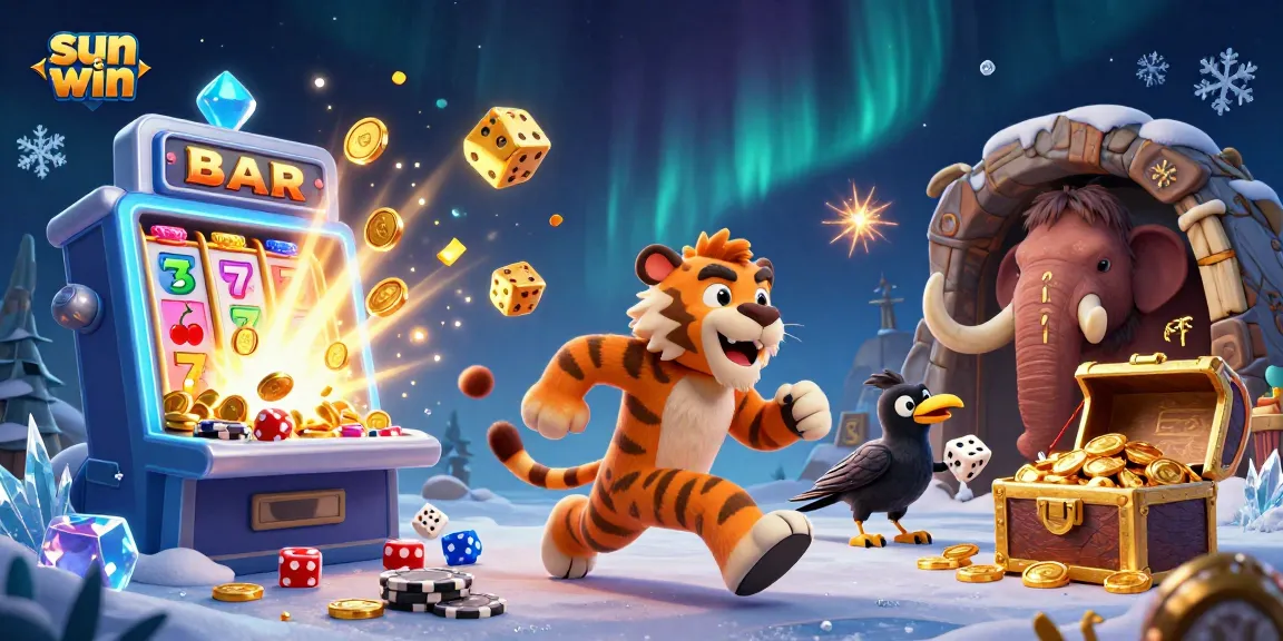 Play at sun win with a dazzling scene featuring a colorful animated casino and vibrant game elements.