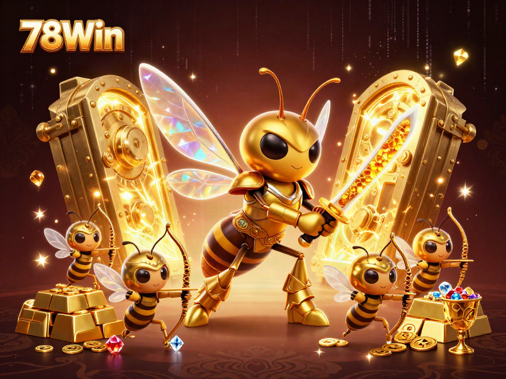 Experience thrilling action on 78Win with a golden hornet samurai amidst treasure and excitement.