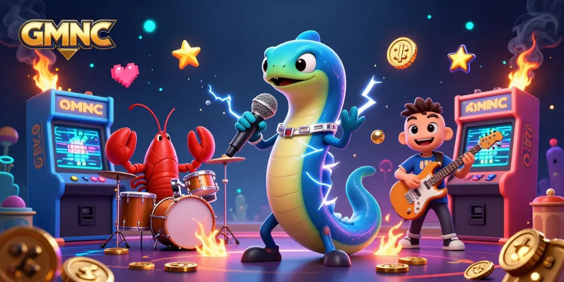 Engage with GMNC's vibrant underwater casino scene featuring an electric eel DJ, lobster drummer, and seahorse guitarist.